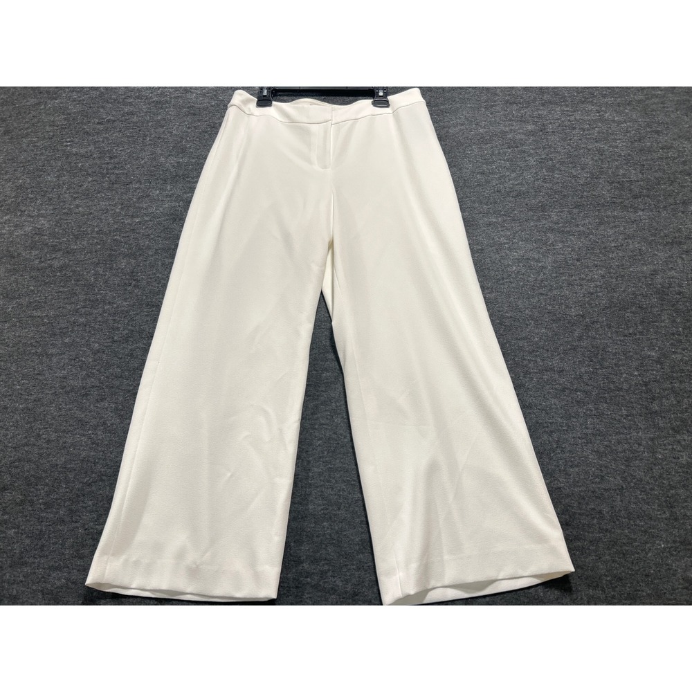 Tahari ASL Wide Leg Pant Women 14P White New Crepe Office Career Trouser